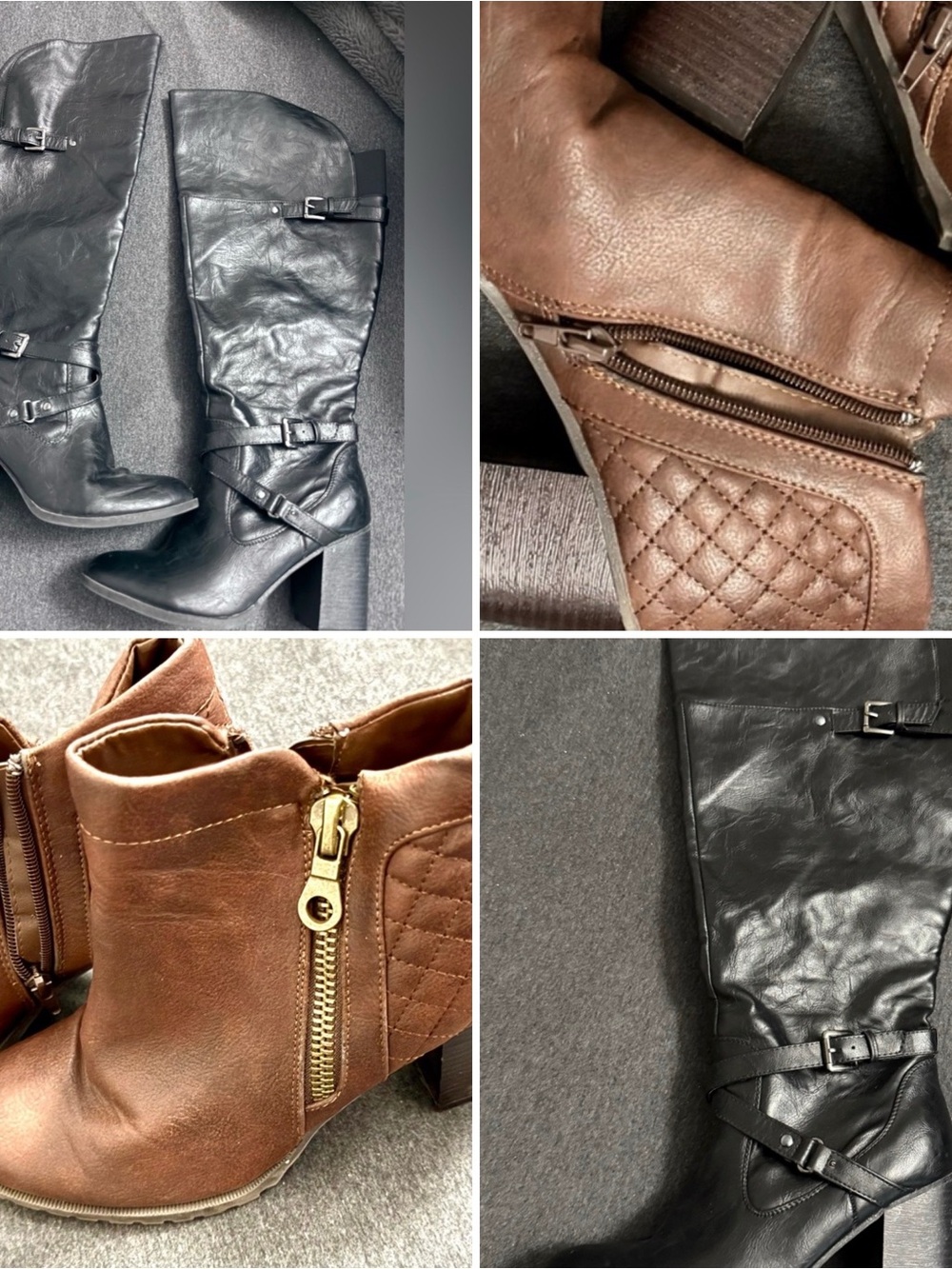 Indigo Black /Brown 2 pair Heeled Leather Boots Size 8